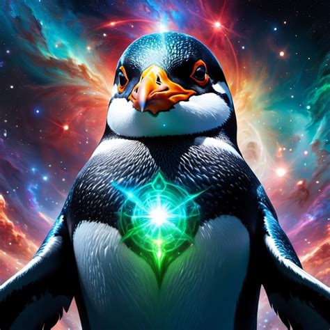 Intimidating Penguin God Made Of Cosmic Energy Whit