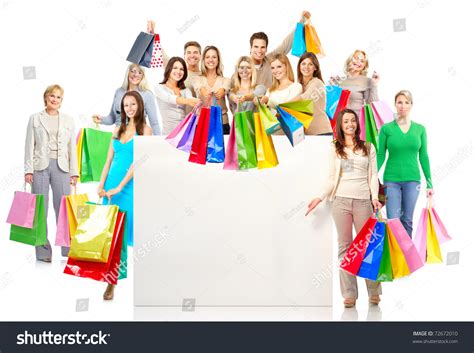 Happy Shopping People Isolated Over White Stock Photo 72672010