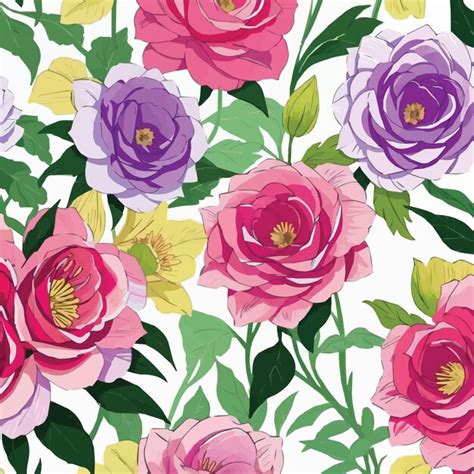 Un Dessin Floral Coloré Avec Différentes Fleurs Vecteur Premium