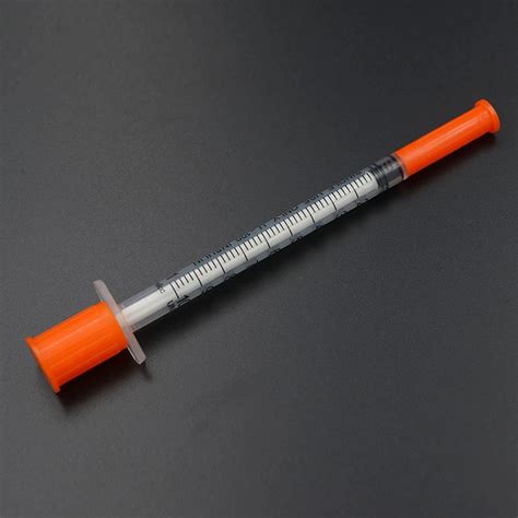 Disposable Medical Orange Cap 1ml Insulin Syringe With Fixed Needle