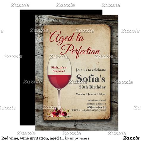 Red Wine Wine Invitation Aged To Perfection Invitation