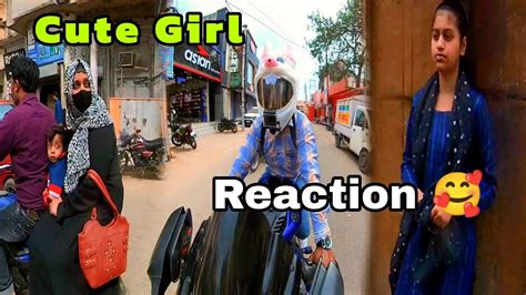 Cute Girl Reaction 😍 Bunny Helmet Public Reaction 🐰 Bunnyhelmet Cute Reaction R15v3 Youtube