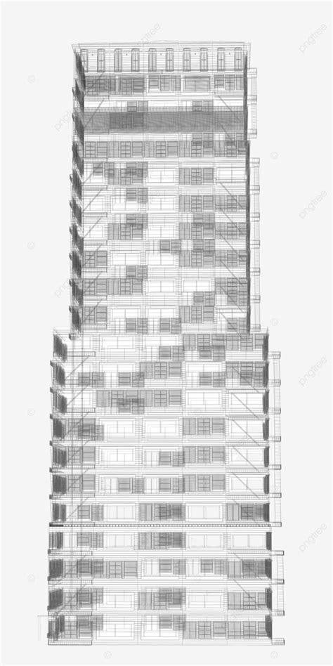 Highly Detailed Building Wire Frame Render Center Growth Sketch Line