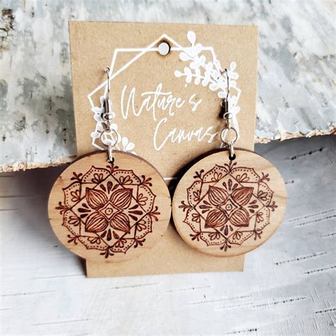 Wood Burned Earrings On Cherry Wood Etsy