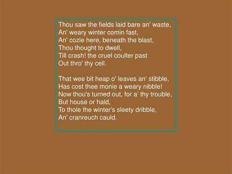 Ppt To A Mouse By Robert Burns Original Version Modern Translation