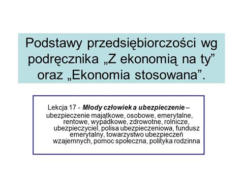 Podstawy Przedsi Biorczo Ci Wg Podr Cznika Z Ekonomi Na Ty Oraz