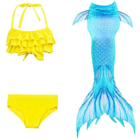 Hiijoy Big Girls Swimsuit Ruffle Halter Bikini Fish Tail Set Beach Bathing Suit 3 Piece