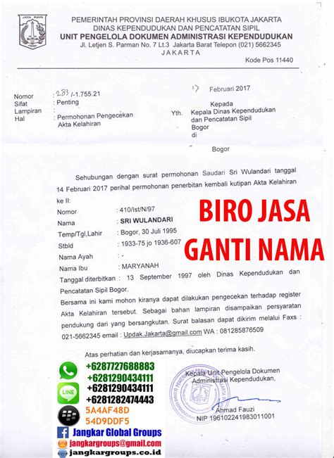 Detail Contoh Surat Permohonan Ganti Nama Koleksi Nomer