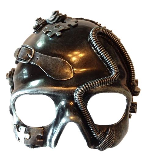 Silver Steampunk Skull Costume Half Mask Mens Womens Adult Masquerade