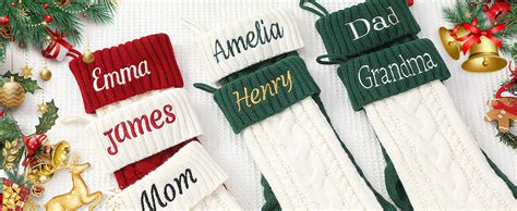 Personalized Christmas Stockings Embroidered Knitted Custom Christmas