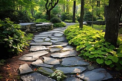 Premium Photo Stone Walk Path In The Garden