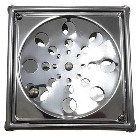 Tampa Ralo Grelha Aço Inox Para Banheiro Quadrado 15x15 Sistema