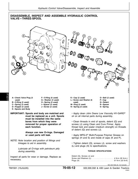 John Deere 322 330 332 430 Law And Garden Tractors Repair Manual Tm1591