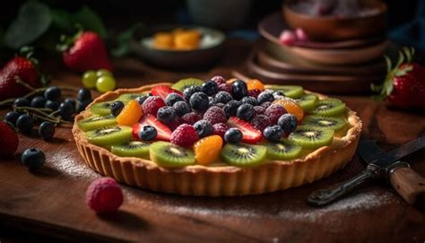 Premium AI Image A Rustic Plate Of Homemade Berry Tart Fresh And