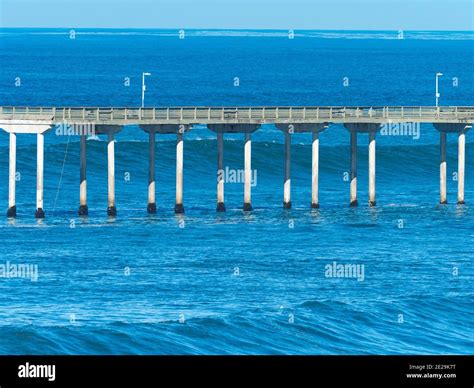 Huge Waves Near Ocean Beach Pier San Diego California With A Large