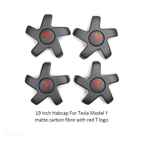 For Tesla Model Y 19 Inch Carbon Fibre Wheel Center Caps Hubcaps Cover