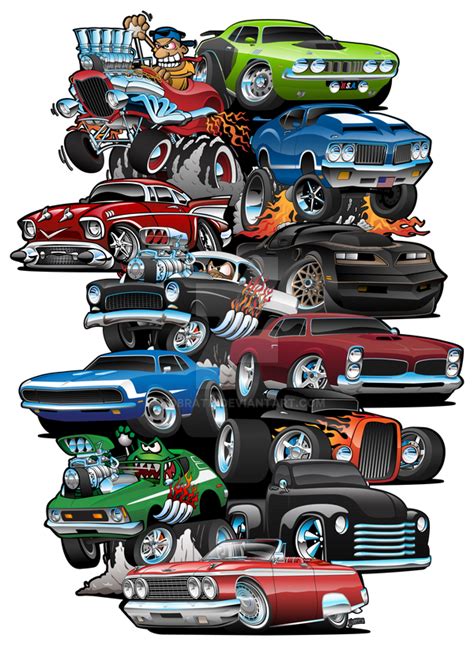 Muscle Cars And Hot Rods Cartoon By Hobrath On Deviantart