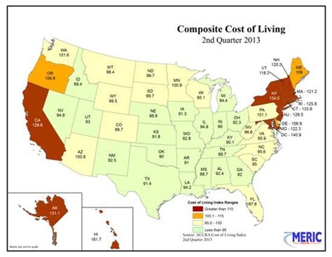 Composite Cost Of Living Map Of United States Cost Of Living Map