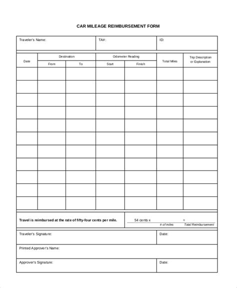 Free 11 Sample Mileage Reimbursement Forms In Ms Word Pdf Excel