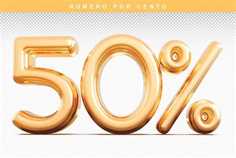 Premium PSD Discount Number 50 Percentage 3D Modern Gold