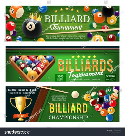 Billiards Snooker And Pool Sport Game Banners Competition Flyer