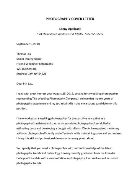 Photographer Cover Letter Examples Writing Tips