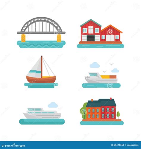 Boat And Harbor Icon Set Stock Vector Illustration Of Icon 64421763