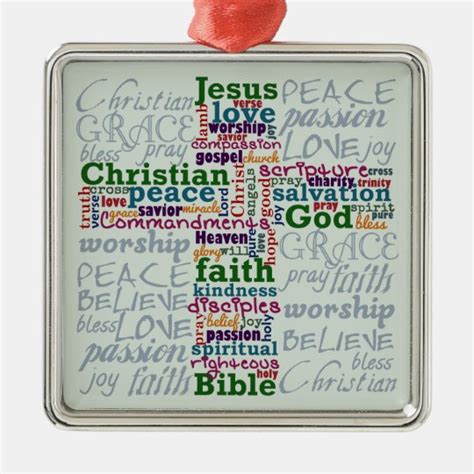 Christian Religious Word Art Cross Metal Ornament | Zazzle.com