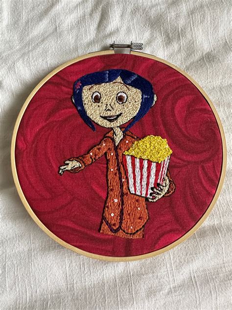 Coraline Embroidery Hoop Finished Coraline Embroidery Hand Etsy