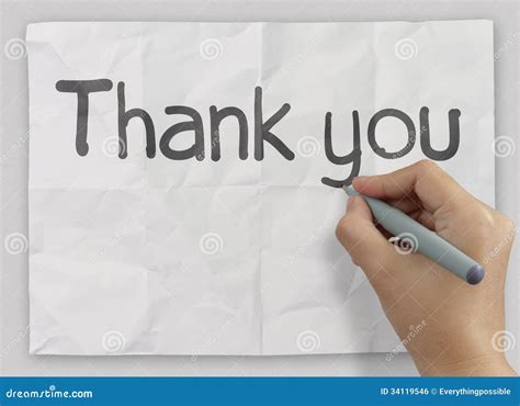 Hand Writing Thank You Stock Photo Image Of Feedback 34119546