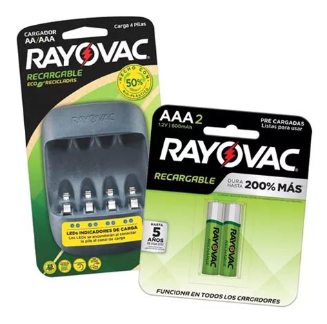 Cargador De Pilas Rayovac Usb 2 Pilas Recargables Aaa