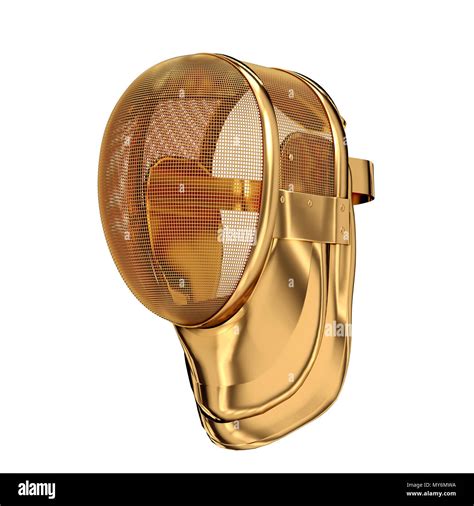 golden fencing helmet stock photo alamy