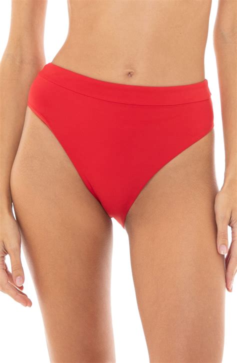 Agua Bendita Penelope High Waist Bikini Bottoms Red Editorialist