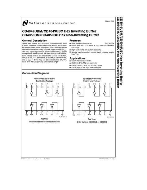 Cd Ubc Datasheet Hex Inverting Non Inverting Buffer