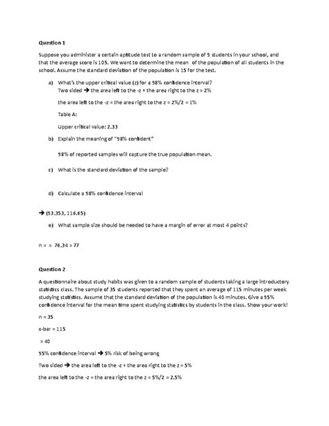 Midterm 2 Practice Questions Answers From Ch 6 Question 1 Suppose