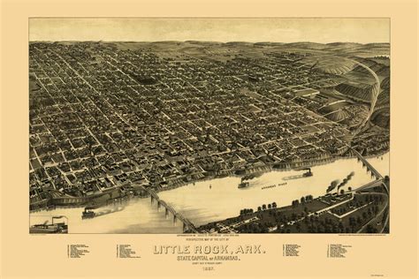 Little Rock, Arkansas 1887 Bird's Eye View - OLD MAPS