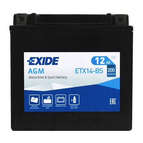 EXIDE ETX14 BS YTX14 BS 12V 12Ah 200A L ETX14 BS za 211 99 zł z Ruda