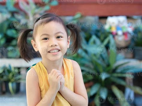 Positive Charming 4 Years Old Cute Baby Asian Girl Little Preschooler