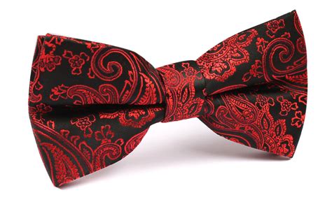 Paisley Red and Black Bow Tie | Men's Tuxedo Suit Bow Ties Pre Tied for ...