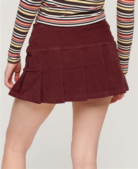 Femme Mini jupe plissée en velours côtelé Vintage Merlot Superdry BE FR