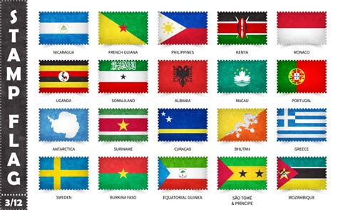 Set of popular country flags glossy rectangle Vector Image