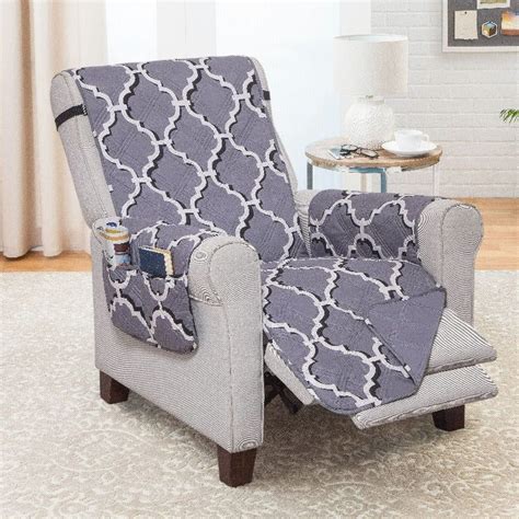 Extra Large Quilted Recliner Protector With Pockets Odyssey Gray