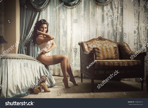 Sexy Woman Wearing Beautiful Lingerie Posing Stock Photo