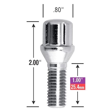 Gorilla Automotive Sd Chrome Cone Seat Small Diameter Lug Bolt