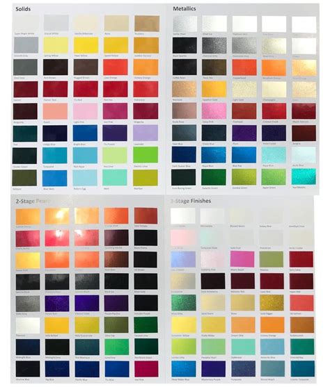 Car Paint Colors Chart