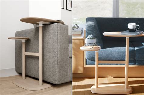 Swiveling Side Table Lets You Interchange Table Tops And Save Space