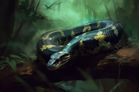 Premium AI Image | Anaconda snake forest Skin predator Generate Ai