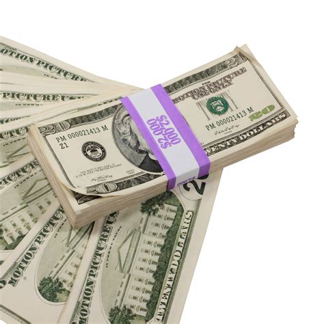 2000 Series $20 Aged $2,000 Full Print Prop Money Stack | Text pictures