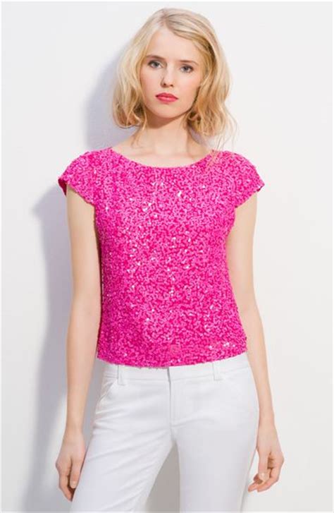 Alice Olivia Sarita Sequin Crop Top In Pink Lyst