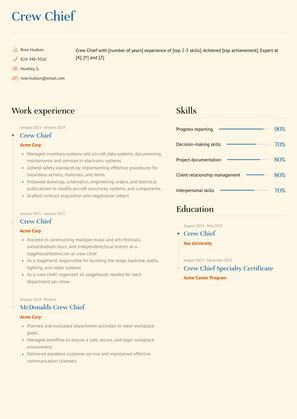 Crew Chief Resume Examples and Templates